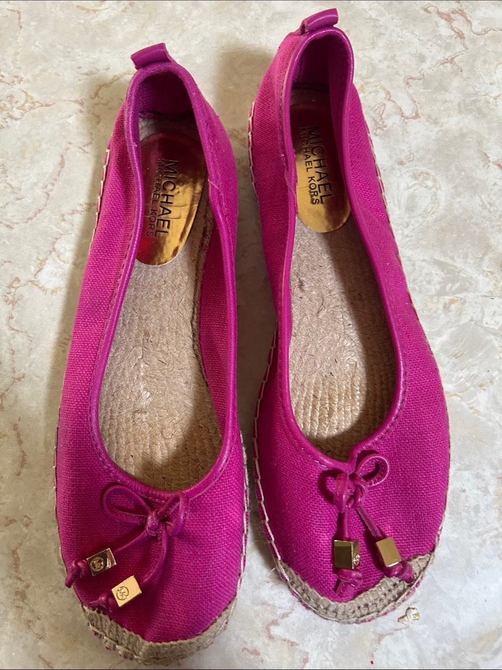MICHAEL Michael Kors Bright Fuchsia Canvas Espadrille Ballet Flats